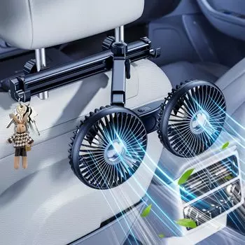 DICMKY Телескопическая удлинительная штанга Автомобильный вентилятор для задних сидений Вентилятор с двумя подголовниками USB-вентилятор Совместим с 12 В 24 В Регулируемый автомобильный охладитель для автомобилей Автомобильный вентилятор