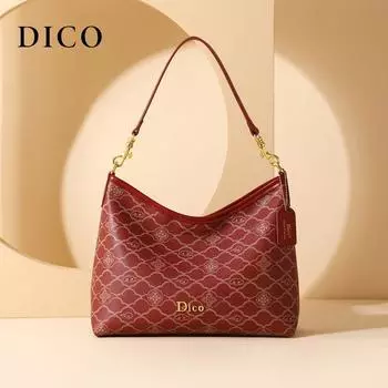 Dico Retro Red Bridal Bag Women 2025 Daily Available Wedding Bag Shoulder Crossbody Work Clothing Underarm Tote Bag Four-leaf clover wine red