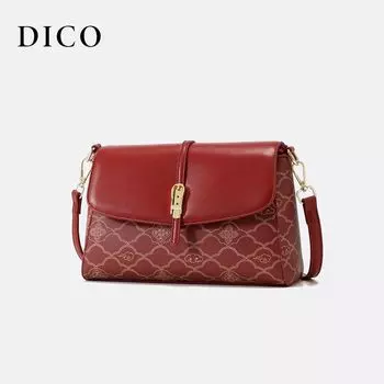 Dico Women s Advanced Texture Crossbody Small Square Bag 2025 New Arrival Elegant Red Bridal Wedding Bag Commuter Shoulder Bag Four-leaf clover wine red