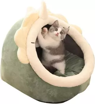 DICOCO Cat Dome Pet Cat Pet Heat Cold Small Pet Cat Cat Подходит для маленьких домашних животных Динозавр Форма L Дом, Форма, Зима, Милый, Кровать, Полузакрытый Тип,