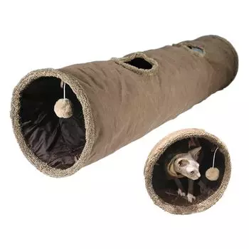 Didabotak Cat Tunnel Cat Toy Rabbit Tunnel со складными 2 прочными и долговечными деталями, изготовленными из соло, избавит от нехватки домашних животных для игр в помещении и на улице и коричневый