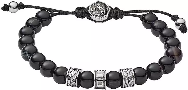 DIESEL Браслет Четки Молитва DX1101040 Бусы Серебряные Черные Мужские Женские [Товар]