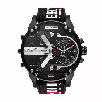 Diesel Daddy Chronograph Черный нейлон и силикон Кварцевый г-н. 2.0 Часы, черные, механизм.