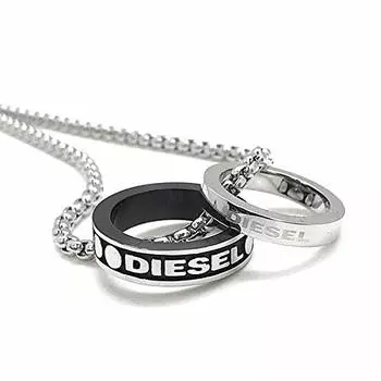 DIESEL DX1168040 Двойное кольцо с логотипом из нержавеющей стали для мужчин [Товар]