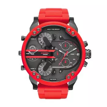 Diesel Men s Mr. Часы Daddy 2.0 Multi Movement Red Silicone Wrap из нержавеющей стали DZ7370 [Параллельный импорт]
