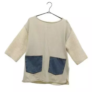 DIESEL unused switching Five-quarter sleeve knit XXS white sweater Women Used