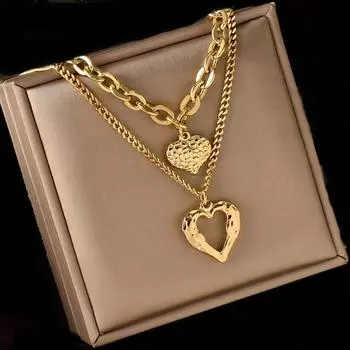 DIEYURO нержавеющая сталь 316L, маленькие неравномерные складки, 2 ожерелья Love, высококачественные аксессуары для вечеринок, не выцветающие, высококачественные подарки