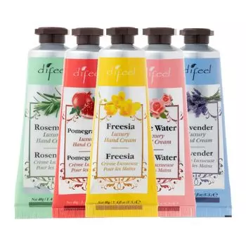 Difeel Family Set 54 Natural Hand Cream 40 г x 5 предметов Rosewater New York Гранат, Лаванда, Фрезия, Розмарин,