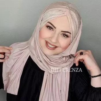 Differenza Hijab Abaya Shawl Foulard Мусульманская одежда Хлопковые блестки Ленты для волос