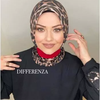 Differenza Travail Hijab Women Accesoires Турция шаль шифоновая леопардовая всесезонная шапка резинки для волос