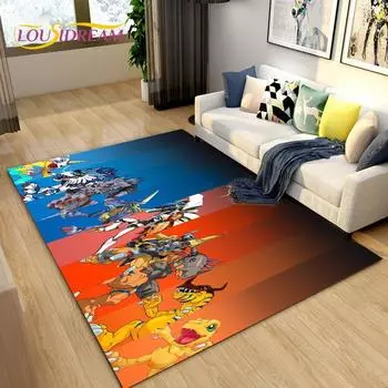 Ковер с изображением мультфильма «Приключения дигимонов» большой, ковер для гостиной, спальни, дивана, коврика, украшения, нескользящий напольный коврик 3D 40x60cm