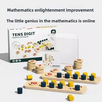 Digit Wooden Ten Computing Board Learning Toy Kids Mathematics Brain Development Ten Digit Board