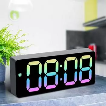Digital Alarm Clock 3 Level Dimmable Digital Clock 2 Power Supply Alarm Clocks Desktop Clock with Temperature Display Snooze чёрный