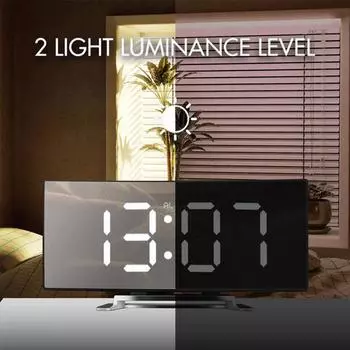 Digital Alarm Clock Curved LED Electronic Digital Desktop Clock Bedroom Table Clock Alarm Clock Digital Alarm Clocks зелёный