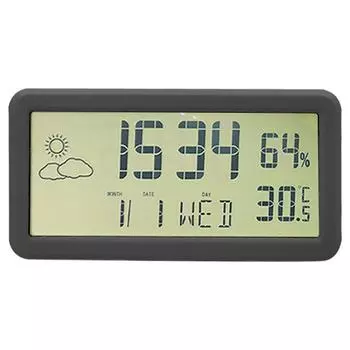 Digital Calendar Weather Snooze Alarm Clock Hygrometer Temperature White чёрный