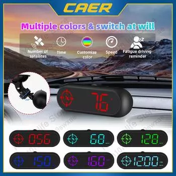 Digital Car Head Up Display HUD Speedometer Multi-functions GPS Compass RGB LED Odometer Over Speed Alarm Accessories for Truck чёрный