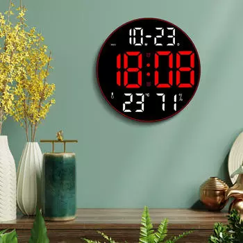 Digital Clock Alarm 12inch Temp Date Week Display Large Desktop LED Wall Desk Clocks Red