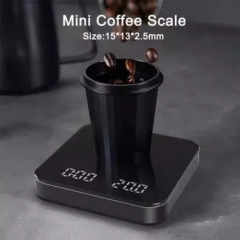 Digital Coffee Scale with Timer Usb Charging Coffee Scale High-Precision Electronic Scale for Kitchen Coffee Bar Touch Screen 3Kg 0.1g чёрный