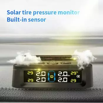 Digital Display Car TPMS Solar Tire Pressure Monitoring System Solar Auto car tire pressure temperature Security alarm system T12