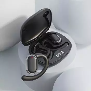 Digital Display Ear Hook Headset Not in Ear Ear Clip Earphones Wireless Headphones Sports чёрный