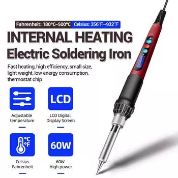 Digital Electric Soldering Iron Kit Set Ceramic Heater 220V Welding Tool 60W Temperature Adjustable Soldering Tips Rework