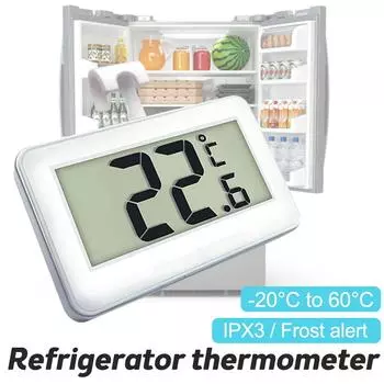 Digital Fridge / Freezer Thermometer Household Thermograph Humidity Meter Waterproof LCD Display Wireless & Hanging Hook