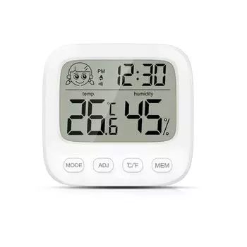 Digital Hygrometer Indoor Thermometer Room Thermometer and Humidity Gauge with Backlight Clock for Home Office Travel белый