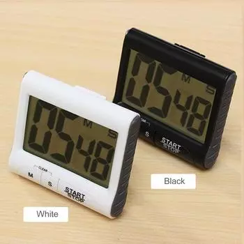 Digital Kitchen Timer with Strong Magnet Back Stand Hanging Hole Loud Alarm Large LCD Cooking Timer Clock for Time Management чёрный