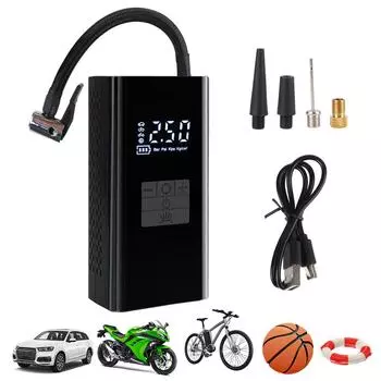 Digital LCD Display With LED Light Wireless Tire Air Pump JN058 Portable Inflator Air Compressor Portable Tire Pressure Gauge чёрный