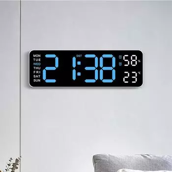 Digital LED Alarm Clock Temperature Humidity And Week Display Brightness Adjustable Electronic Table Alarm Clocks For Home Room оранжевый