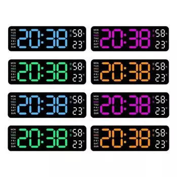 Digital LED Wall Alarm Clock with 9in LED Calendar and Temperature Display X3UC