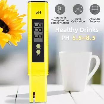 Digital PH Meter Tester Temperature Pen Water Purity PPM Filter Hydroponic for Aquarium Swimming Pool Water Monitor жёлтый