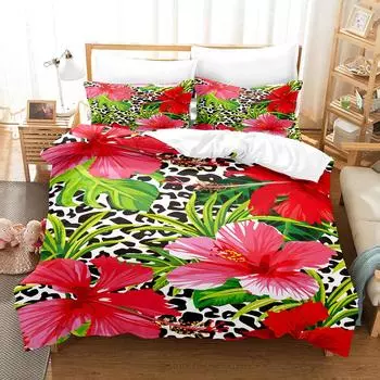 Digital Printing Leopard Print 90G Chemical Fiber Bedding Three-Piece Set, Small Amount 135x200 two-piece set