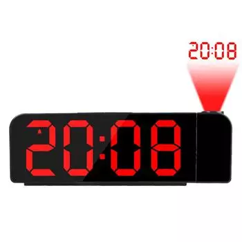 Digital Projection Alarm Clock Night Mode Bedroom Electronic LED Clock Power-off Memory Table Clock 180° Rotation 12H/24H