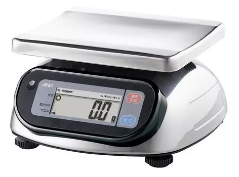 Digital Scale 1000g Minimum Pan A&D Dustproof/Waterproof SL-1000WP Weighing capacity display 0.5g size 232(W)192(D)mm