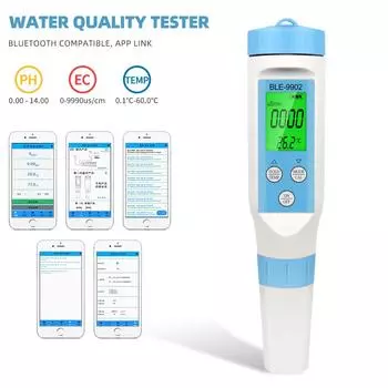Digital Water quality Tester 3 in 1 Blue-tooth PH Meter PH EC Temp Water Test Pen Backlight Water Detector for Aquarium Pool 0.01