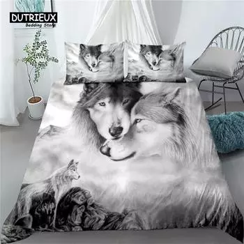Digital Wolf Duvet Cover Set, Fashion Bedding Set, Soft Comfortable Breathable Duvet Cover, For Bedroom Guest Room Decor EU single(135x200cm)