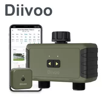 Diivoo WiFi 1/2 зоны садовый таймер капельного полива умный пульт дистанционного управления домашняя теплица уличное автоматическое ирригационное оборудование 1 zone зелёный
