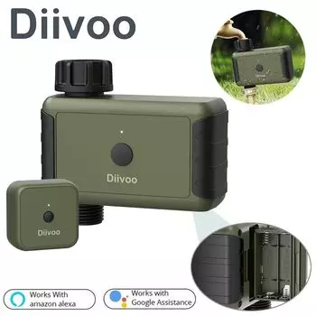 Diivoo WiFi спринклерный таймер воды кран таймер шланга для газона, патио, открытого сада 1 zone зелёный