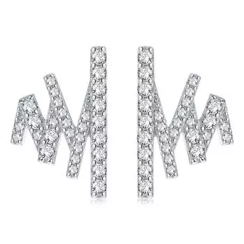 Dijia S925 Sterling Silver Stud Earrings, Cold Wind Explosion Inlaid Zircon Earrings Jewelry 925 Silver розового золота