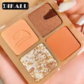 DIKALU 4-цветные тени для век с перламутровым эффектом, матовые, нелегко снять макияж, блестящая палитра теней для век