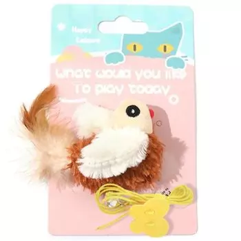 Дикая лошадь кошка издает звук, когда жует, пинает плюшевую птицу, отсутствие стресса, игрушка для чистки зубов, тронутая, игрушка, игрушка, игрушка, упражнение, облегчение, коричневый