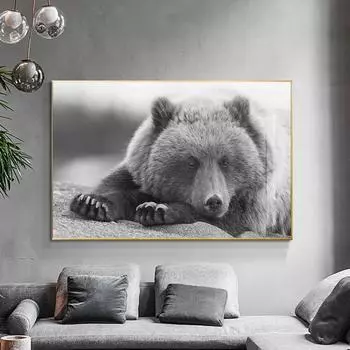 Дикие животные Медведь Олень Фото Настенный Холст Принт Современного Искусства Плакат Лесной Гризли Олень Картина для Гостиной Домашний Декор Cuadro 21x30cm No Framed