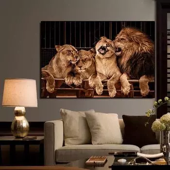 Дикие животные, ребенок, лев, семья, холст, живопись, постеры и принты, настенные художественные картины для гостиной, украшения дома, Cuadros 21x30cm No Frame