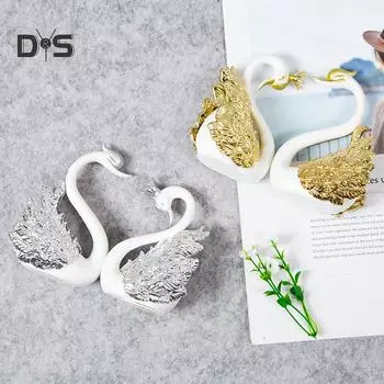 Дикий Колокольчик Корона Лебедь Форма Торт Топпер Юбилейная Вечеринка Сладкое Украшение Для Выпечки 10cm золотистый