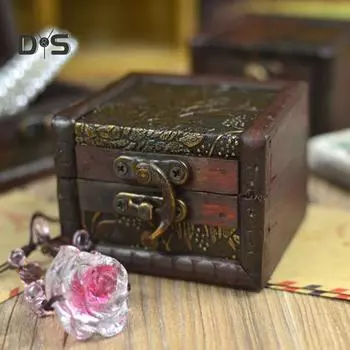 Дикий колокольчик Маленький деревянный замок для хранения ювелирных изделий ожерелье браслет подарочная коробка
