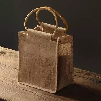 Дикий Колокольчик Полукруглая Дуга Бамбуковая Ручка Подарочный Держатель Сумки Контейнер Для Хранения Сумка