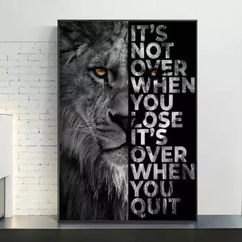 Дикий лев с буквами, мотивационные цитаты, художественные постеры и принты на холсте, декоративная настенная художественная картина для офиса, домашнего декора 20x30cm