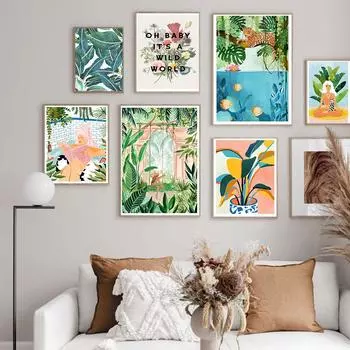 Дикий мир, природные тропические джунгли, качающиеся луга, настенная живопись на холсте, постер 21cm30cm NoFrame