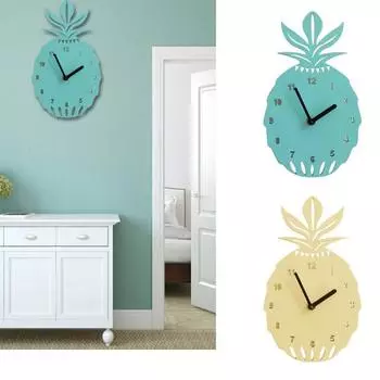 Dilara Креативный скандинавский стиль Полый Ананас Деревянные Беззвучные Настенные Часы Спальня Домашний Декор Безделушка жёлтый